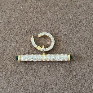 White Topaz Encrusted Bar Charm with White Topaz Encrusted Enhancer- New